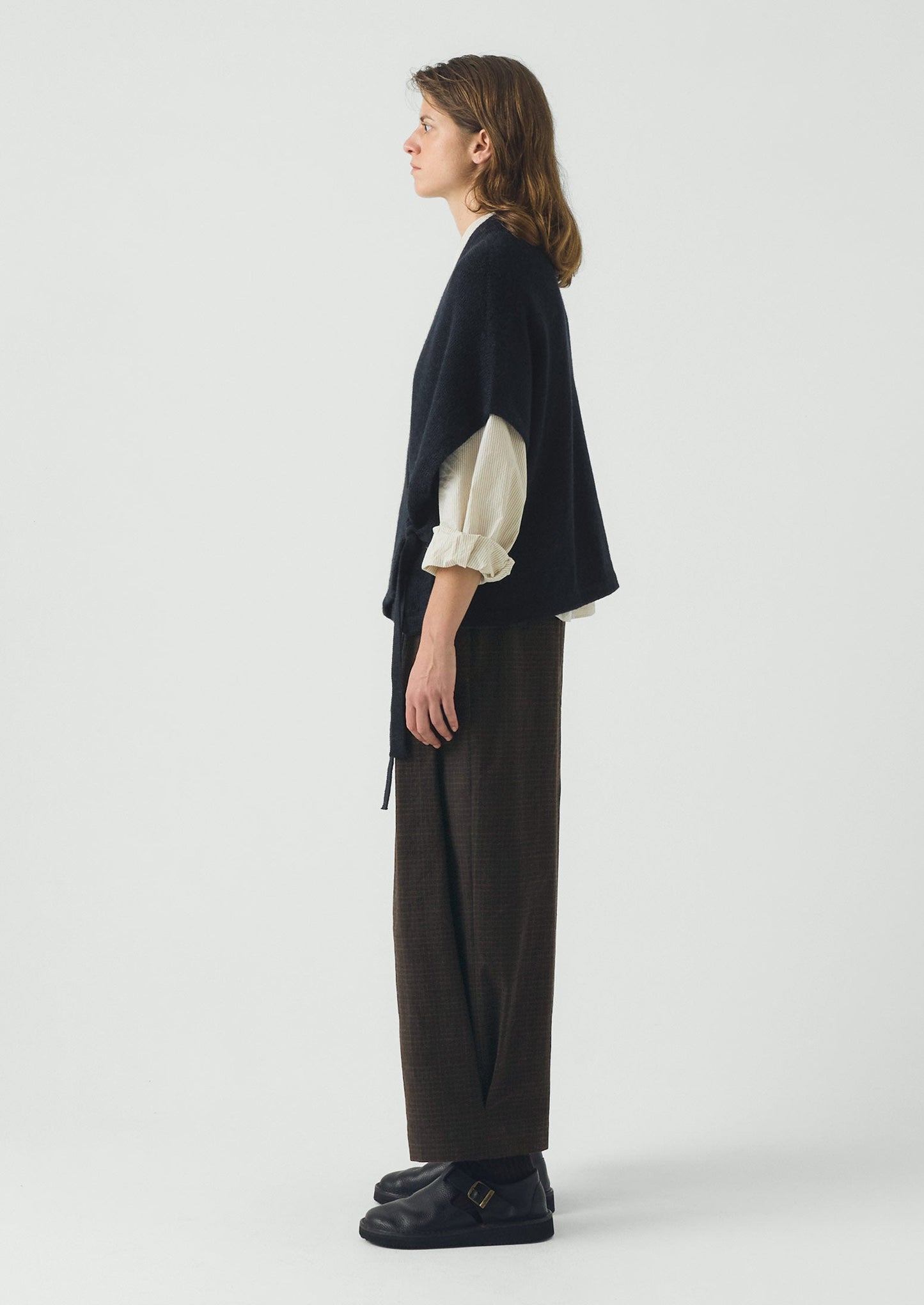 Wool Alpaca Knitted Wrap | Navy