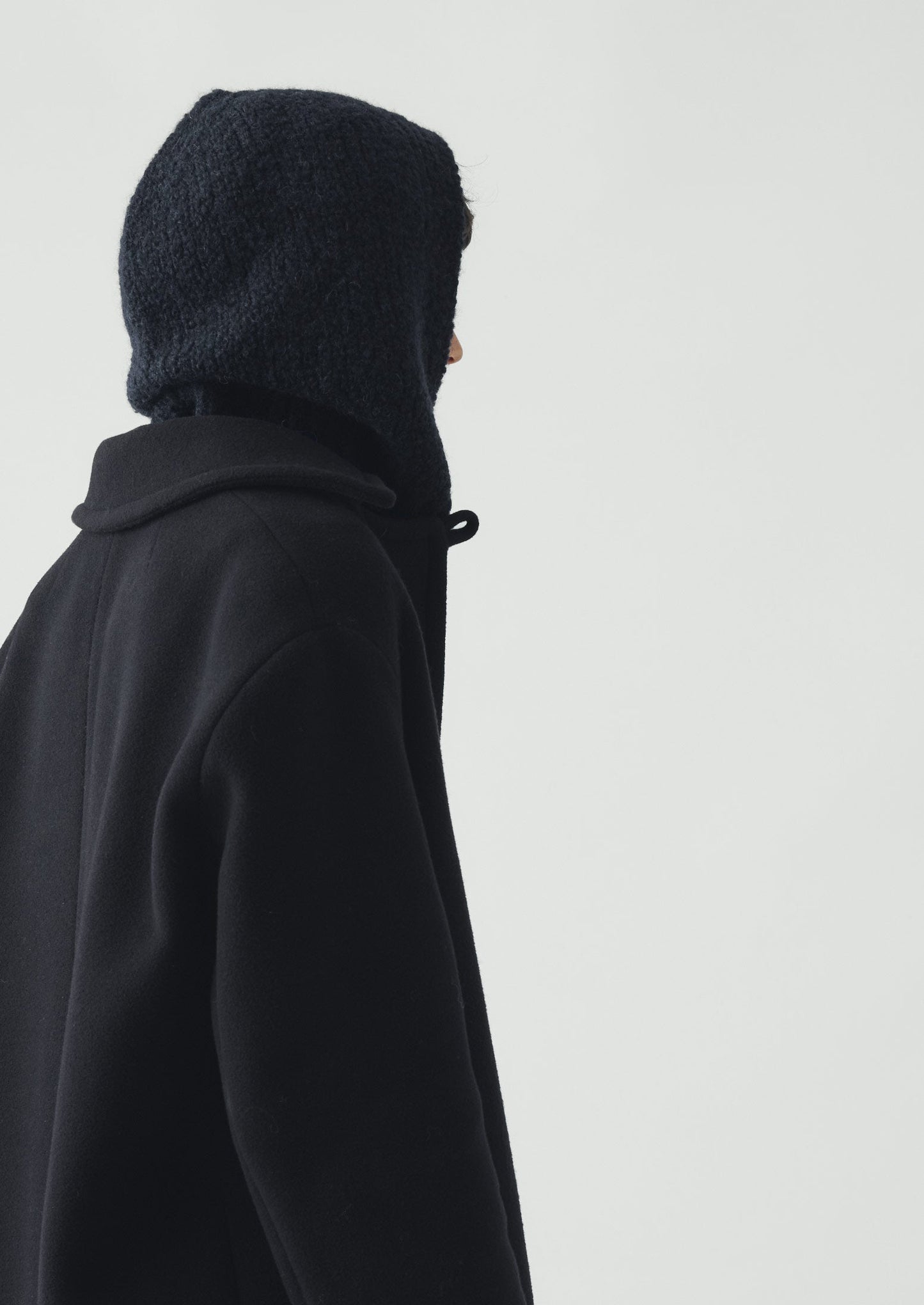 Wool Alpaca Boucle Hood | Navy