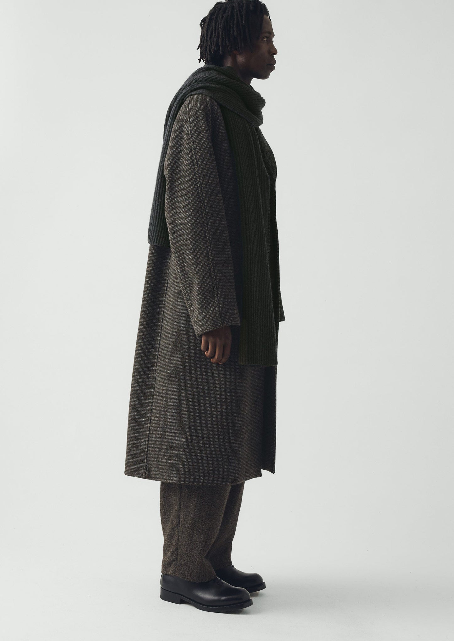Wool Cashmere Fisherman Rib Scarf | Charcoal