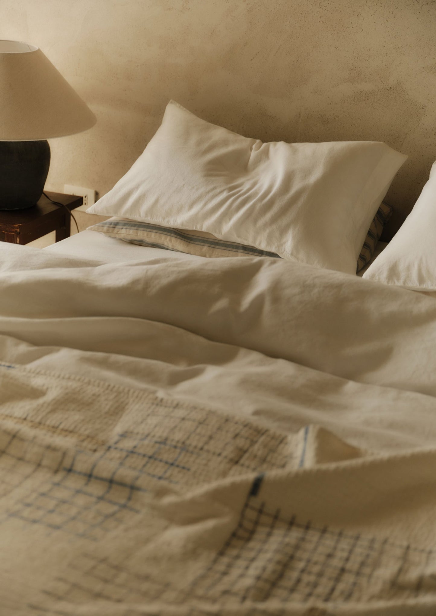 Washed Linen Cotton Housewife Pillowcase Set | Ecru