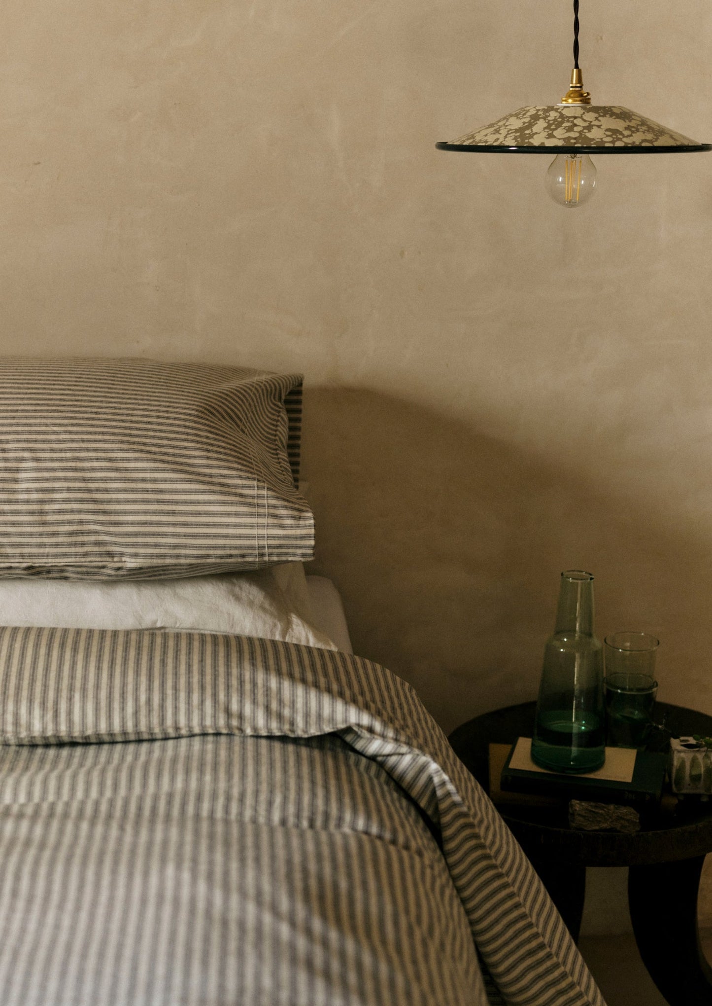 Ticking Stripe Cotton Duvet Cover | Ecru/Graphite