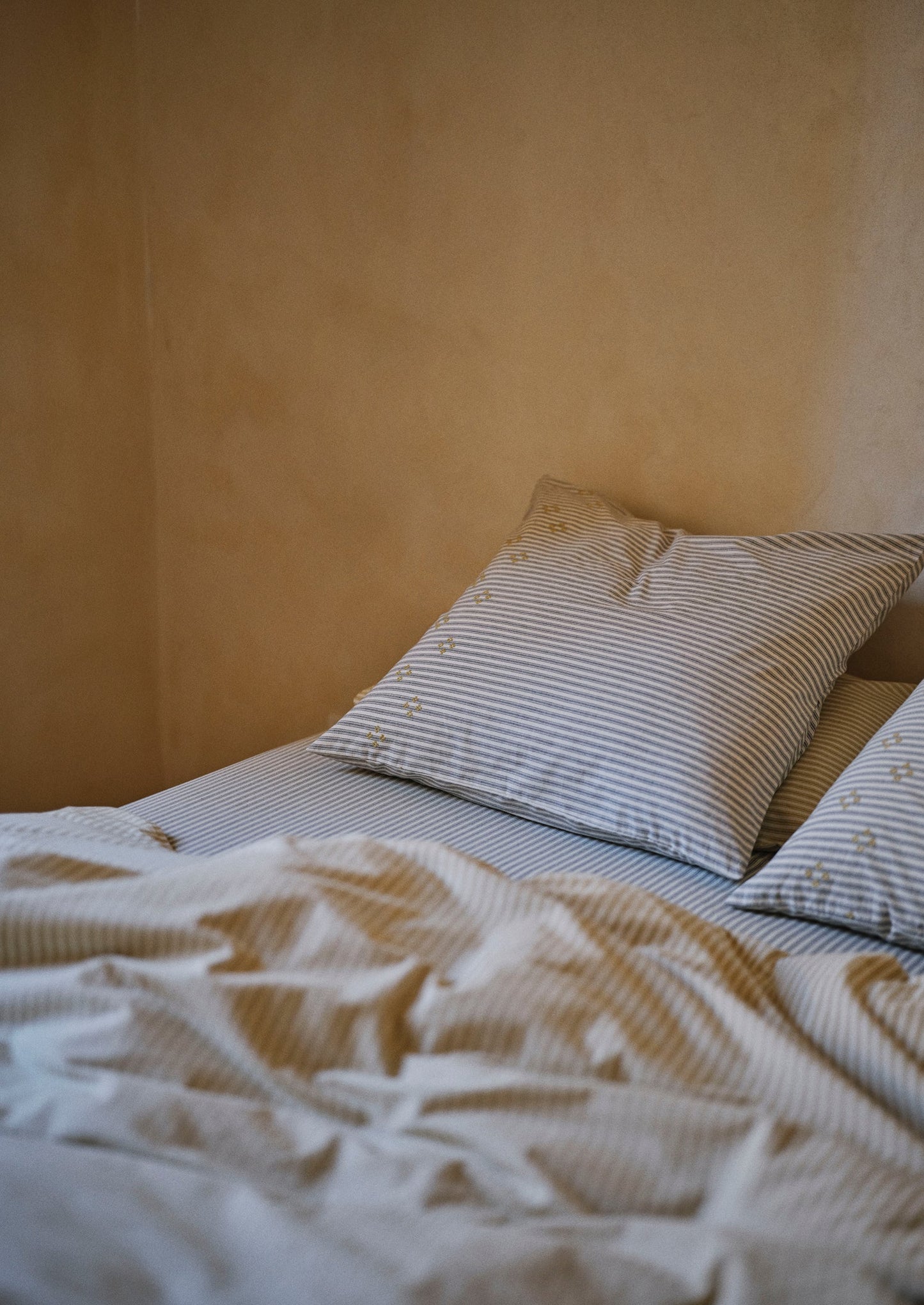 Ticking Stripe Cotton Duvet Cover | Ecru/Straw