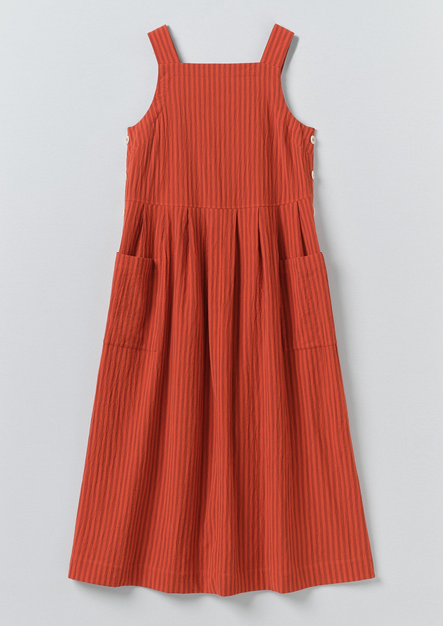 Tablier Stripe Cotton Pinafore Dress | Tomato