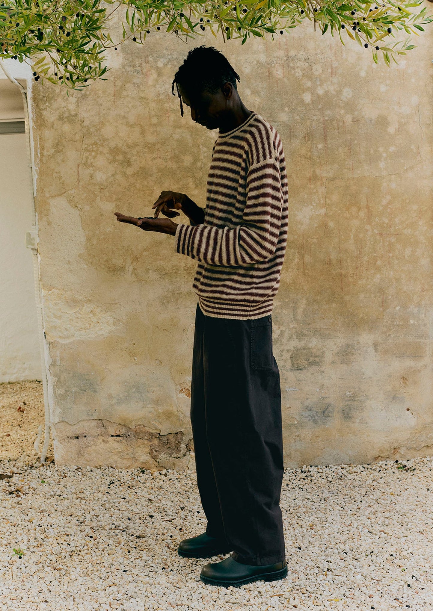 Stripe Alpaca Wool Sweater | Dark Terracotta/Oatmeal