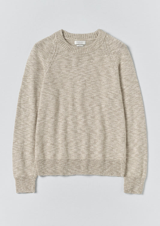 Linen Cotton Crew Neck Sweater | Natural