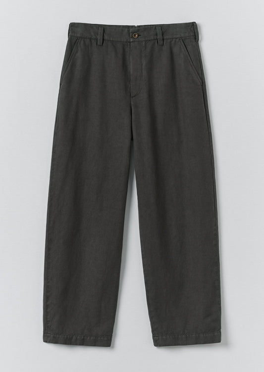 Jude Wide Leg Cotton Twill Trousers | Soft Black