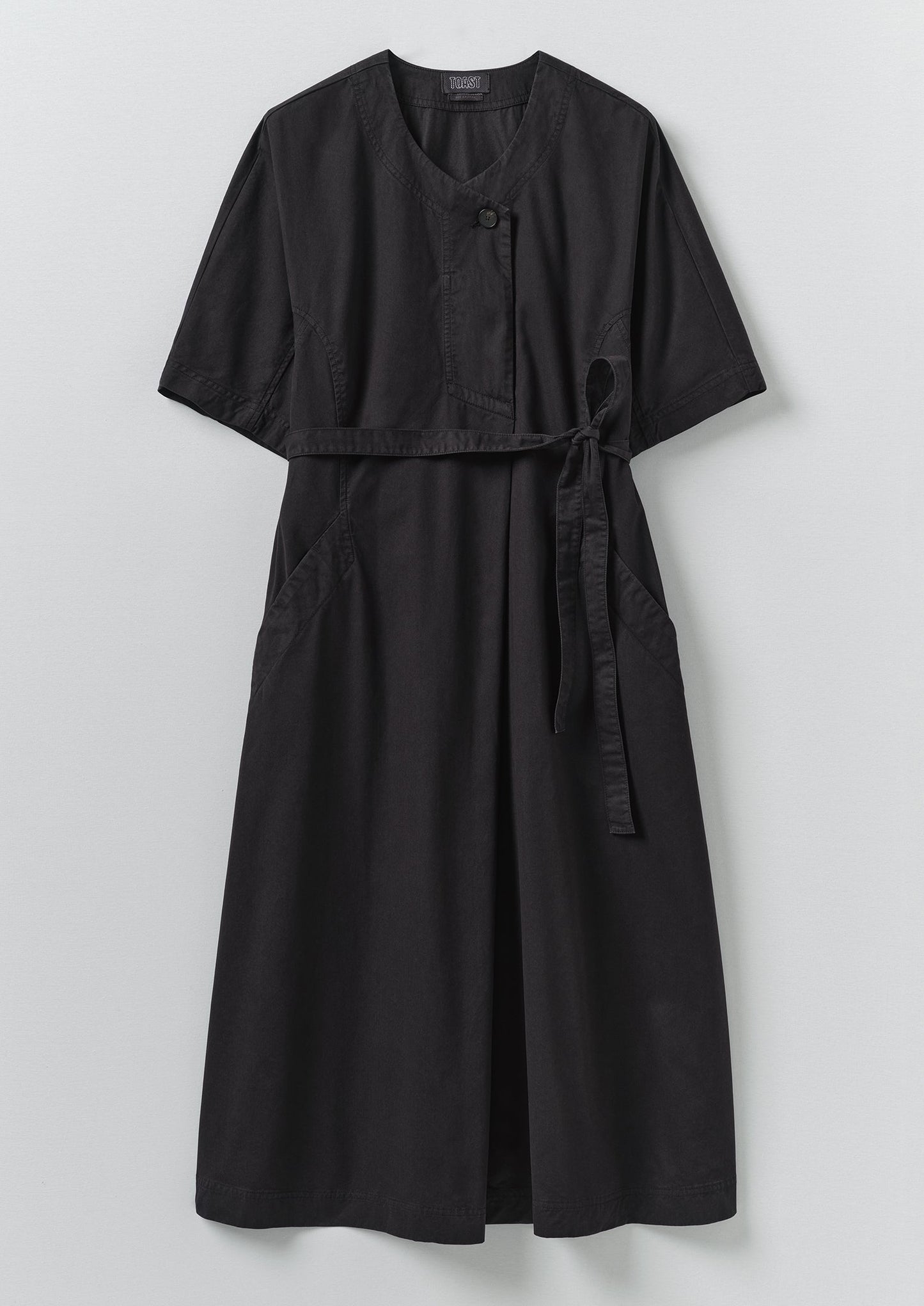 Tie Waist Cotton Twill Dress | Slate