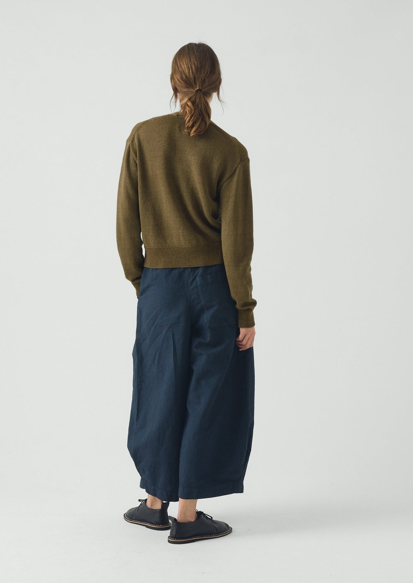 Wool Linen Patch Pocket Cardigan | Old Gold