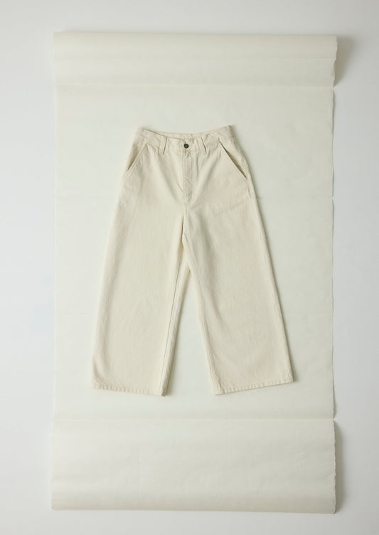 Relaxed Wide Leg Denim Trousers | Ecru